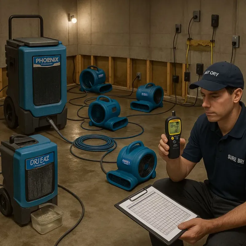 Structural Drying and Dehumidification process in Third Lake, IL